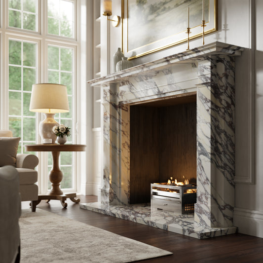 Renais Calacatta Viola Honed Marble Fireplace 1900mm