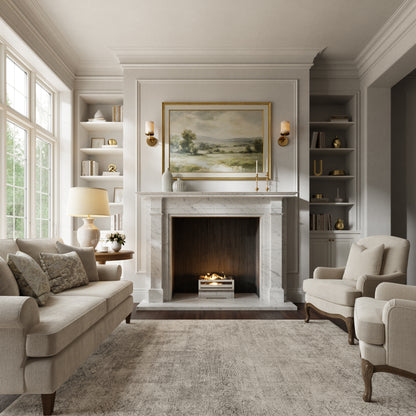 Renais Carrara Honed Marble Fireplace 1900mm