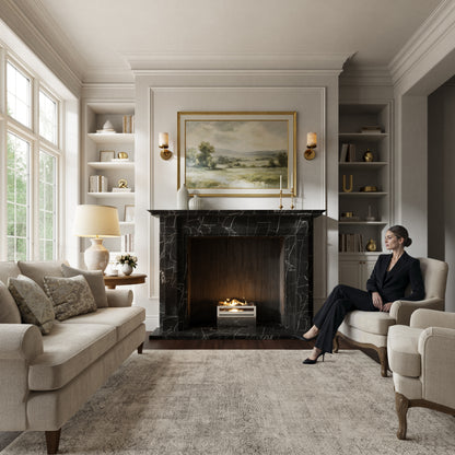 Renais Nero Marquina Honed Marble Fireplace 1900mm
