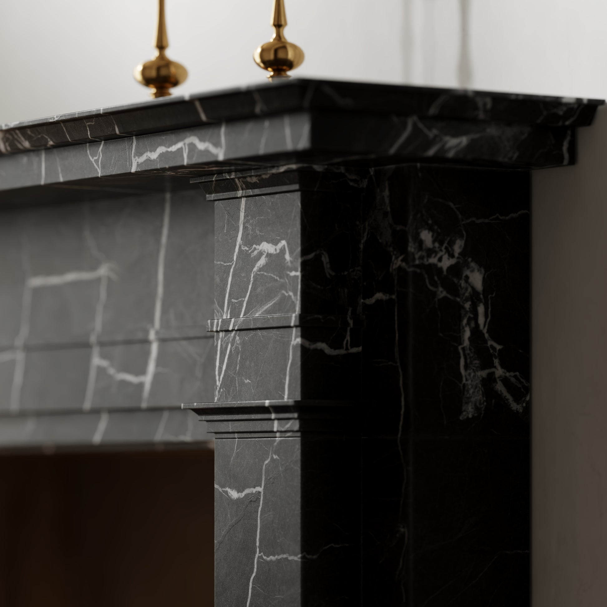 Renais Nero Marquina Honed Marble Fireplace 1900mm