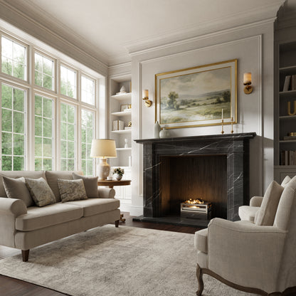 Renais Pietra Grey Honed Marble Fireplace 1900mm