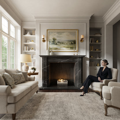 Renais Pietra Grey Honed Marble Fireplace 1900mm