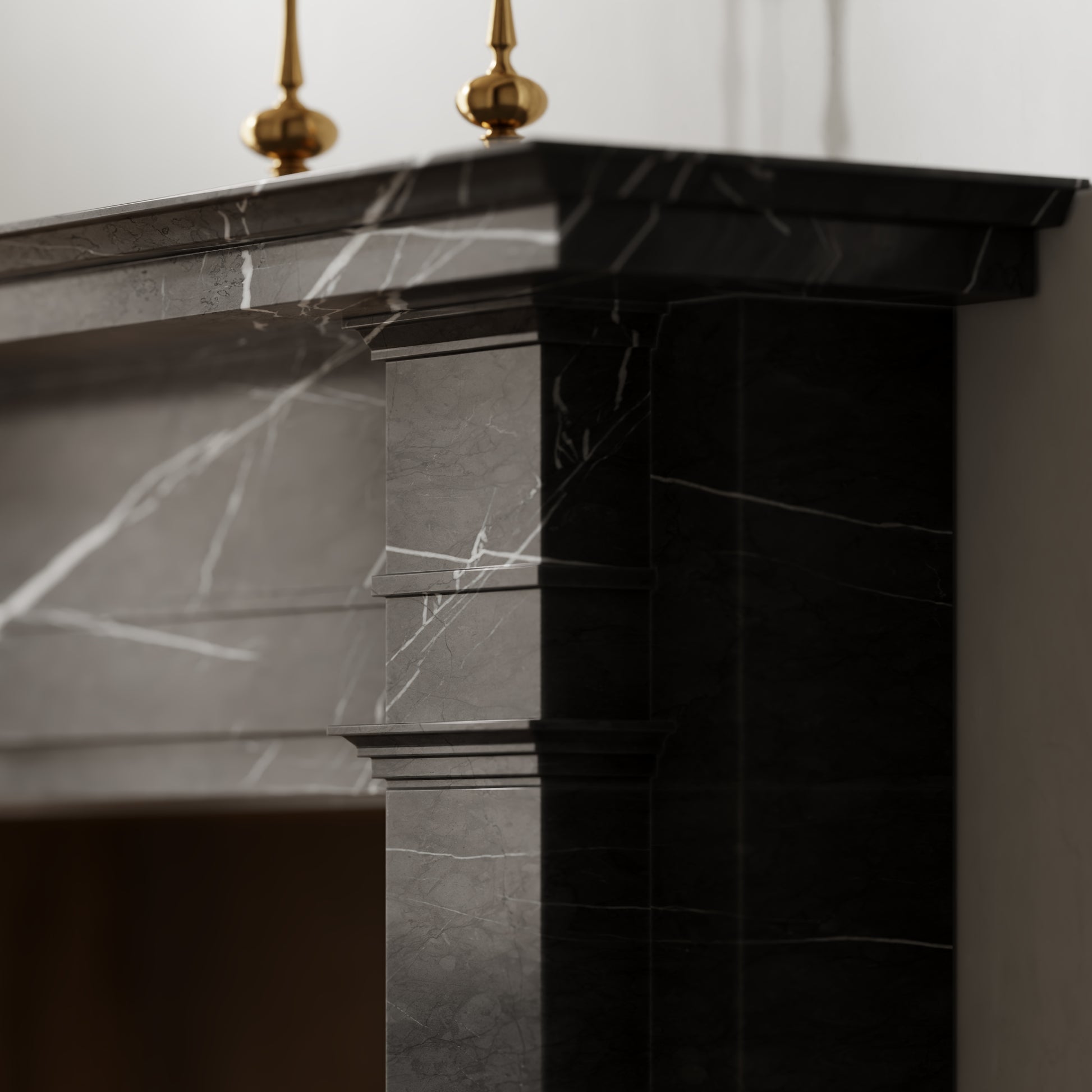 Renais Pietra Grey Honed Marble Fireplace 1900mm
