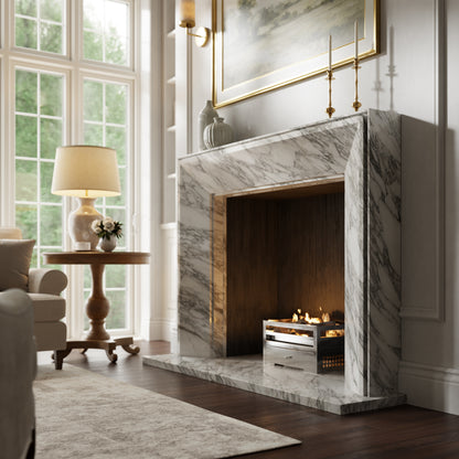 Reve Arabescato Honed Marble Fireplace 1600mm