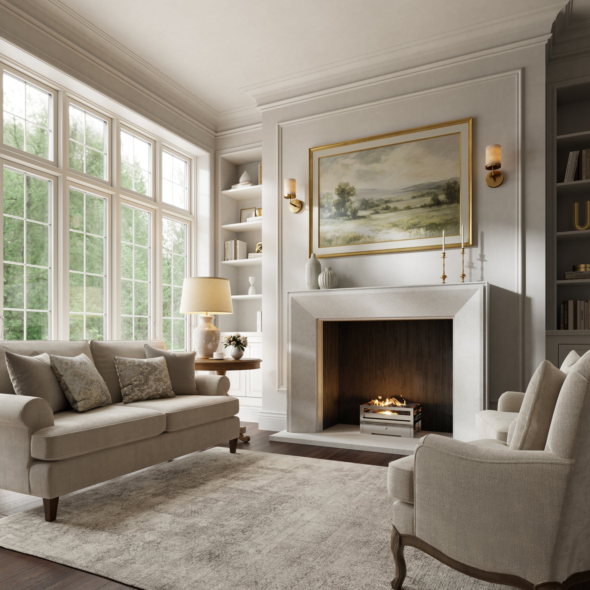 Reve Beige Limestone Honed Marble Fireplace 1600mm