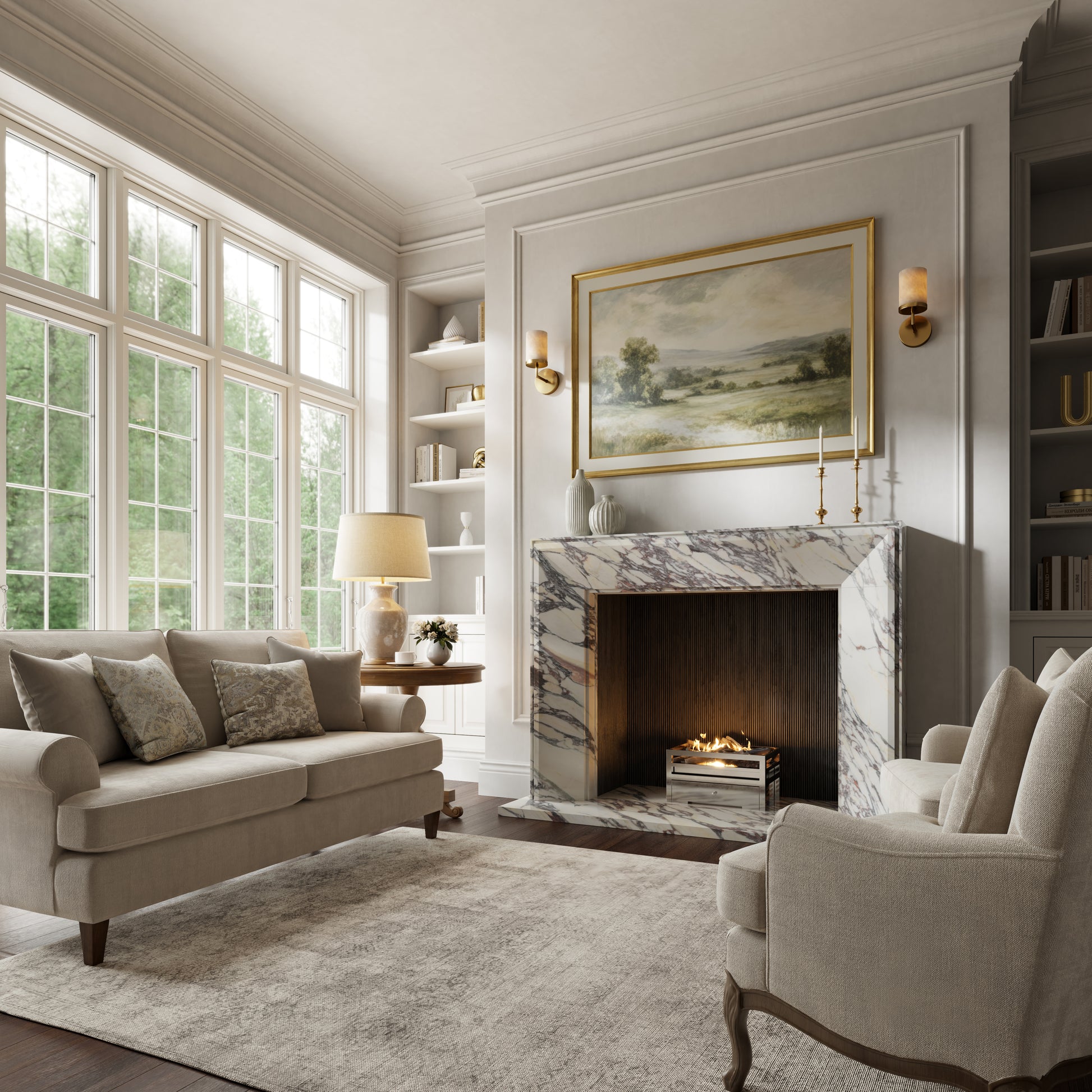 Reve Calacatta Viola Honed Marble Fireplace 1600mm