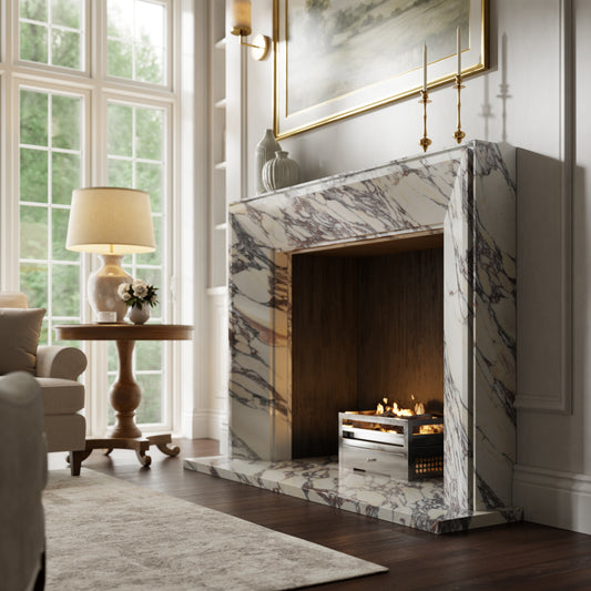 Reve Calacatta Viola Honed Marble Fireplace 1600mm