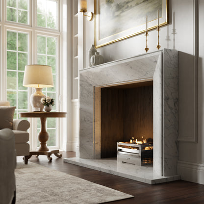 Reve Carrara Honed Marble Fireplace 1600mm