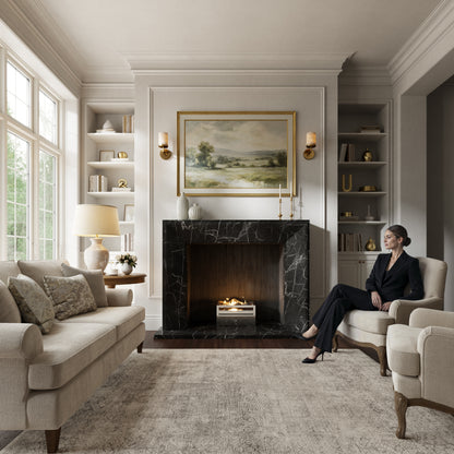 Reve Nero Marquina Honed Marble Fireplace 1600mm