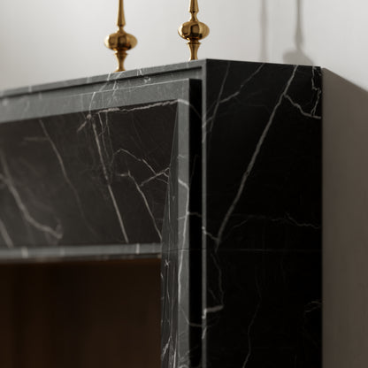 Reve Nero Marquina Honed Marble Fireplace 1600mm