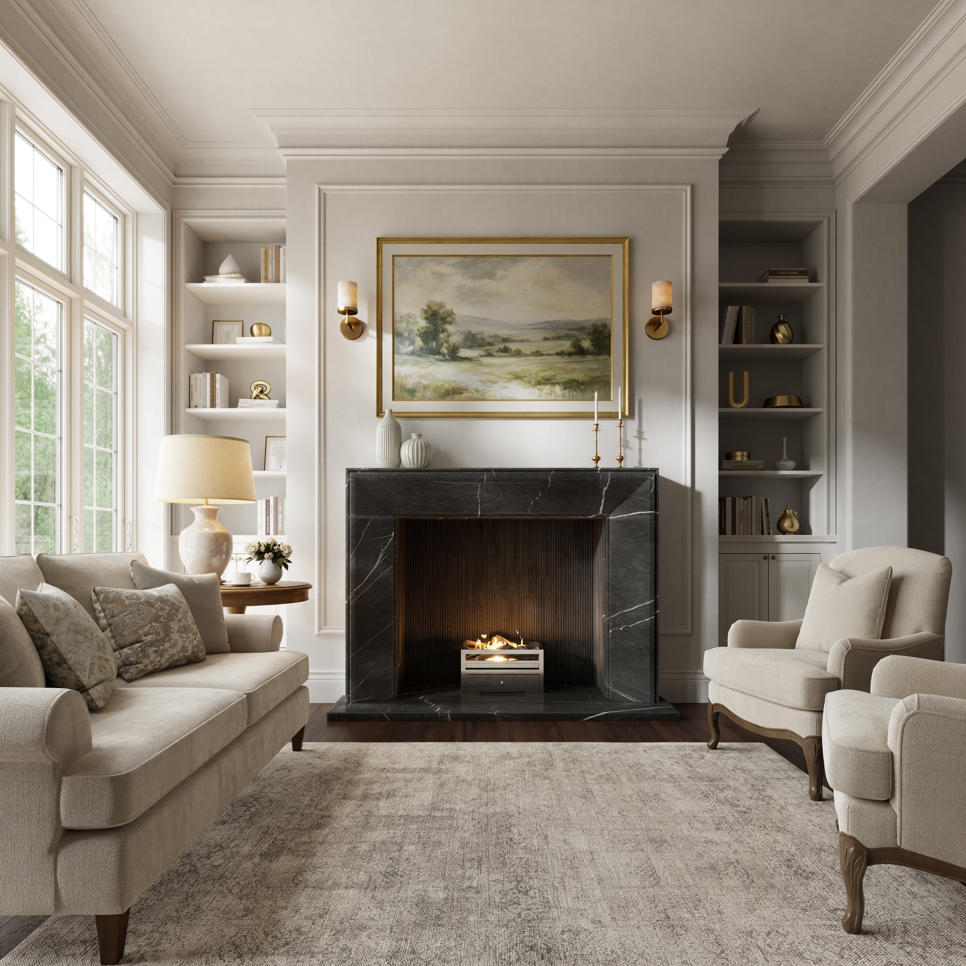 Reve Pietra Grey Honed Marble Fireplace 1600mm