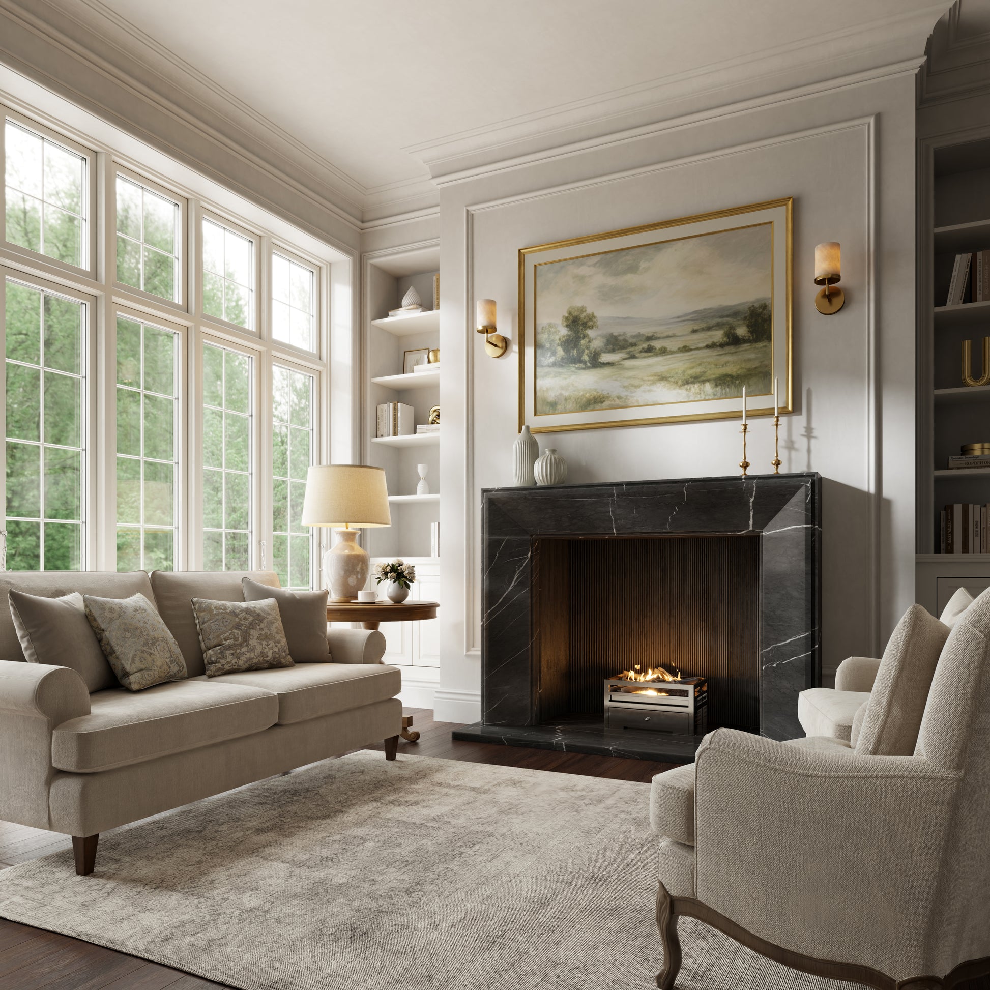 Reve Pietra Grey Honed Marble Fireplace 1600mm