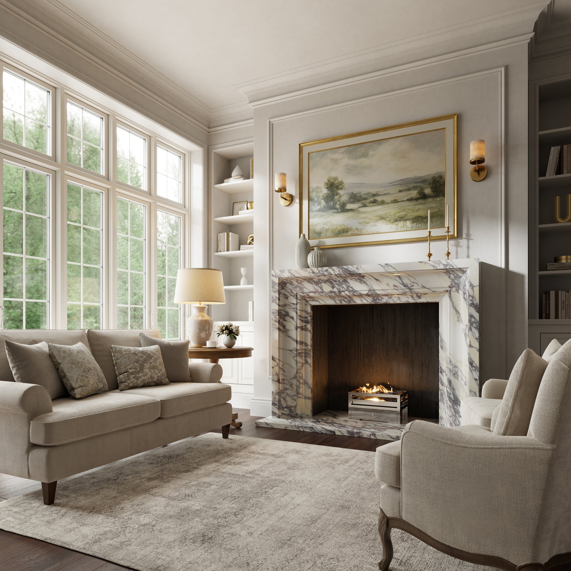 Valois Calacatta Viola Honed Marble Fireplace 1700mm