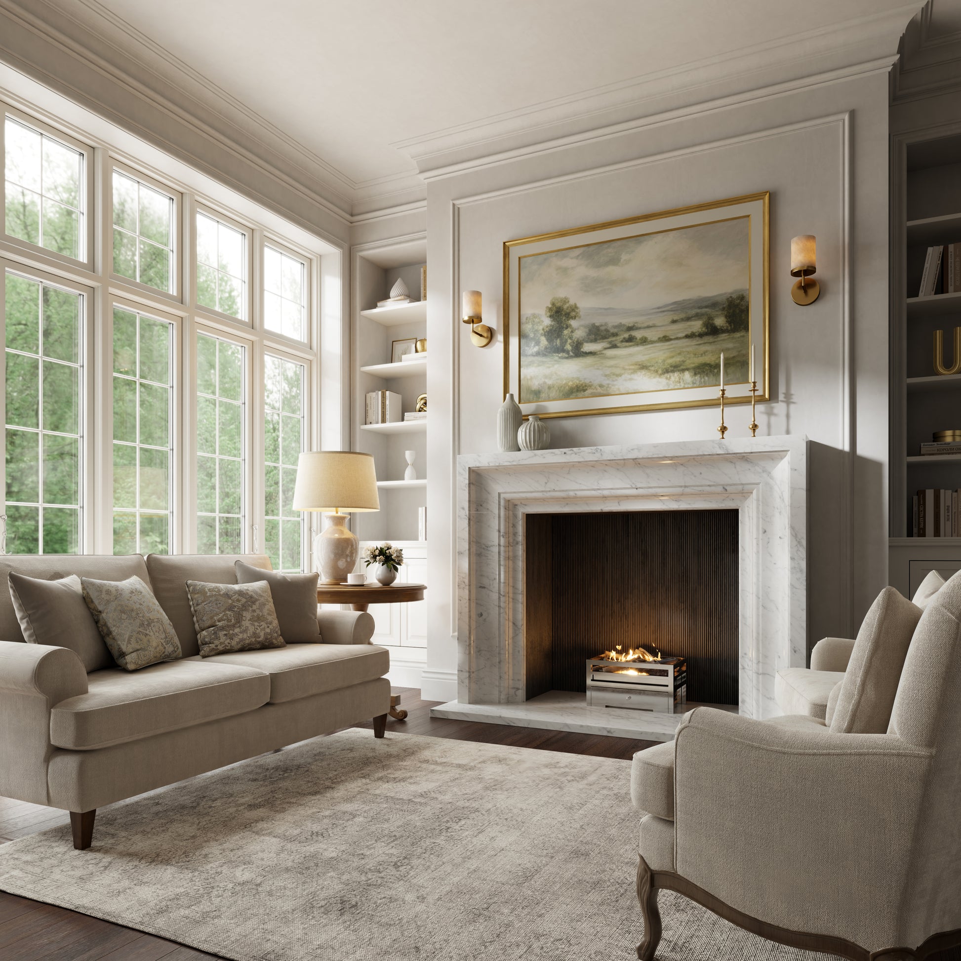 Valois Carrara Honed Marble Fireplace 1700mm