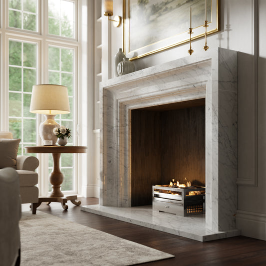 Valois Carrara Honed Marble Fireplace 1700mm