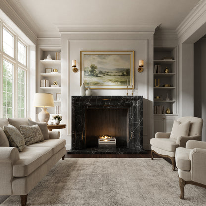 Valois Nero Marquina Honed Marble Fireplace 1700mm