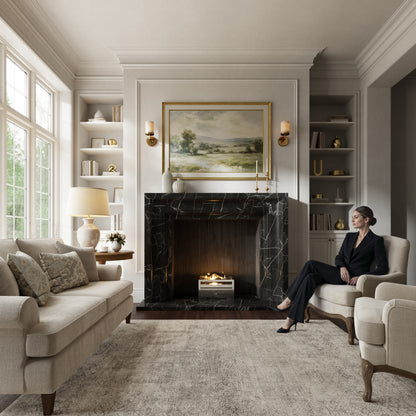 Valois Nero Marquina Honed Marble Fireplace 1700mm
