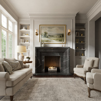 Valois Pietra Grey Honed Marble Fireplace 1700mm