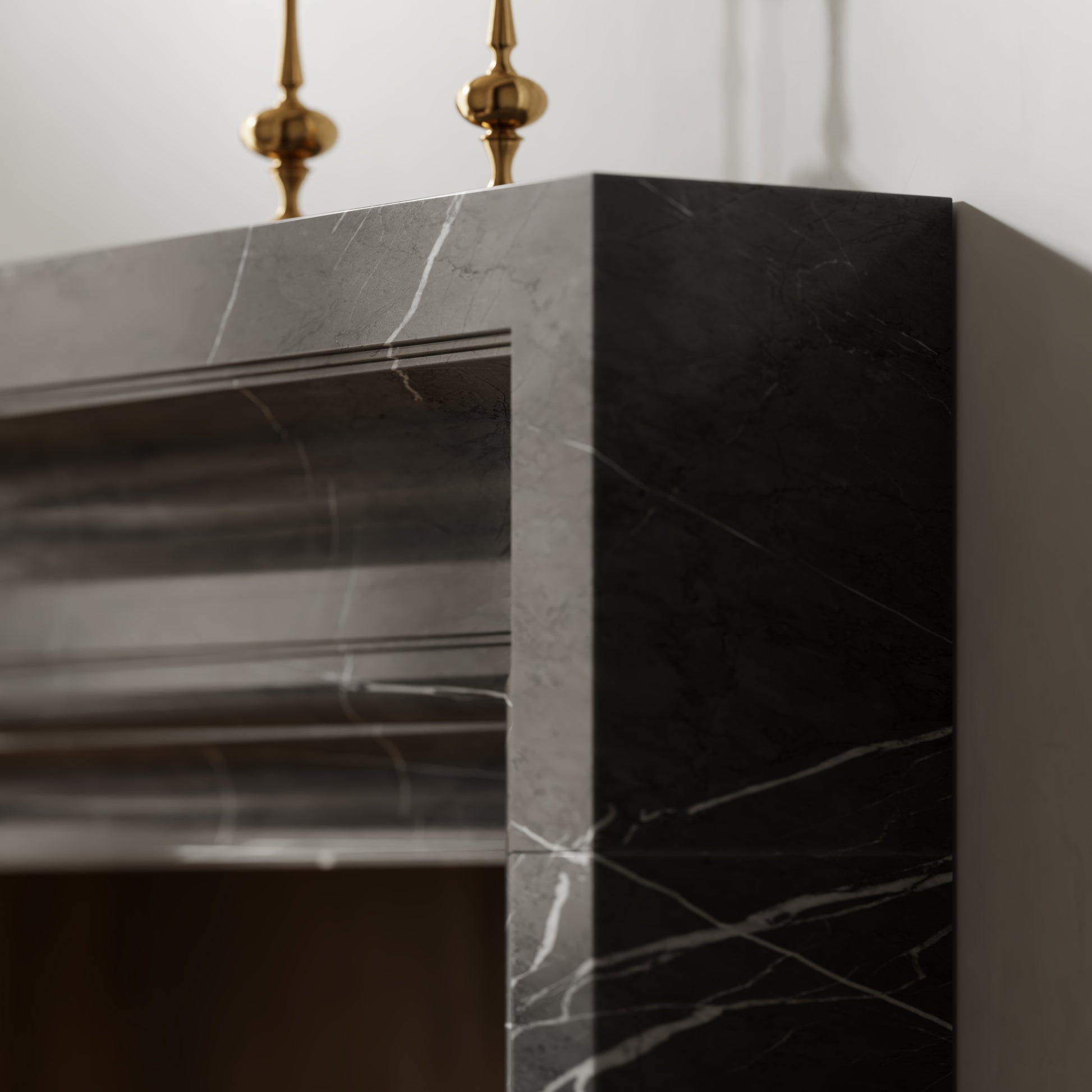Valois Pietra Grey Honed Marble Fireplace 1700mm