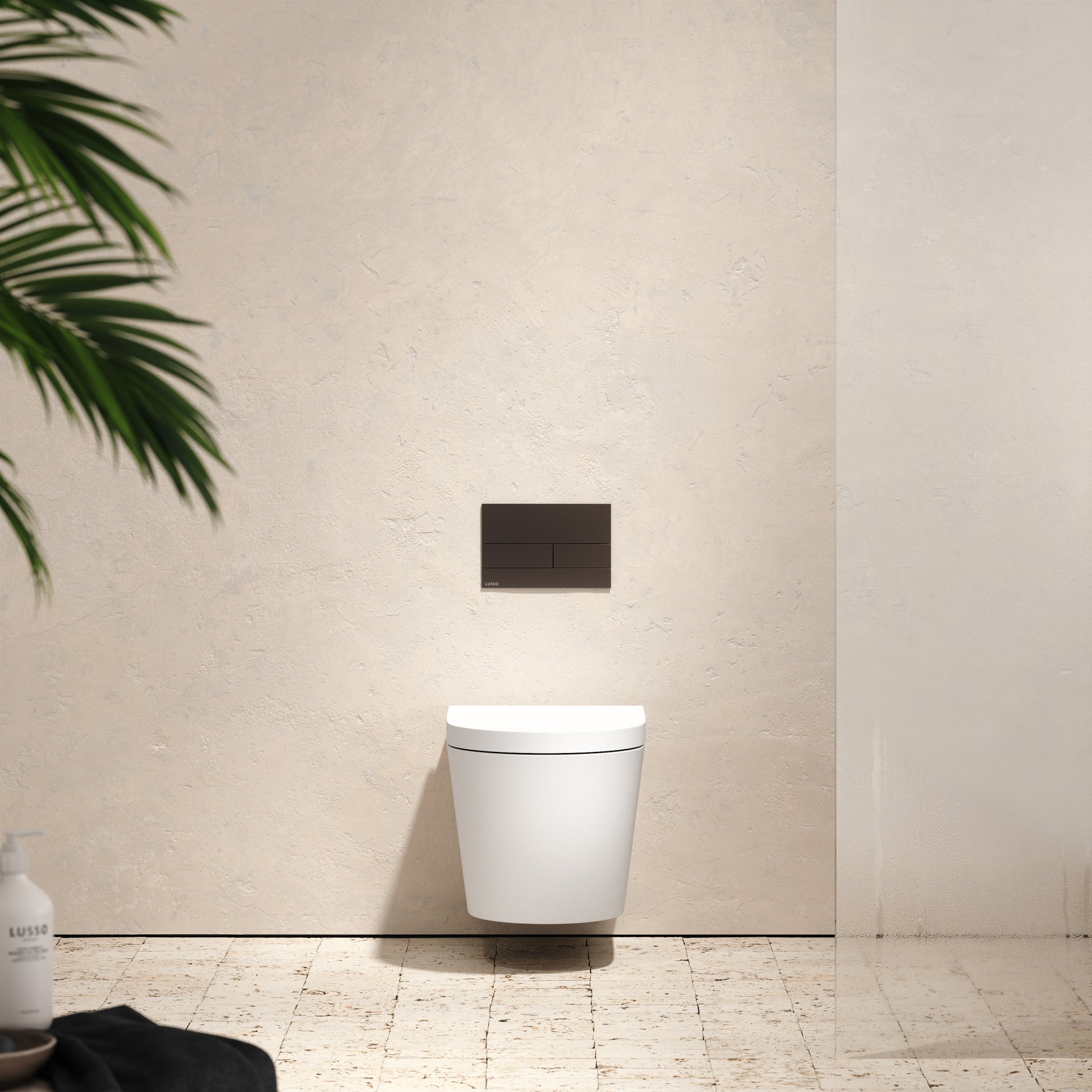 Senza Wall Hung Rimless Toilet with Concealed Cistern Frame and Square Flush Plate