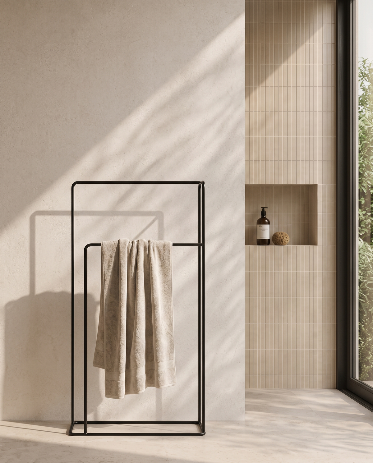 Matte Black Freestanding Towel Rail