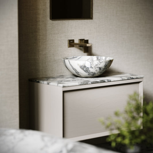 Italia Arabescato Marble Countertop Basin 400mm