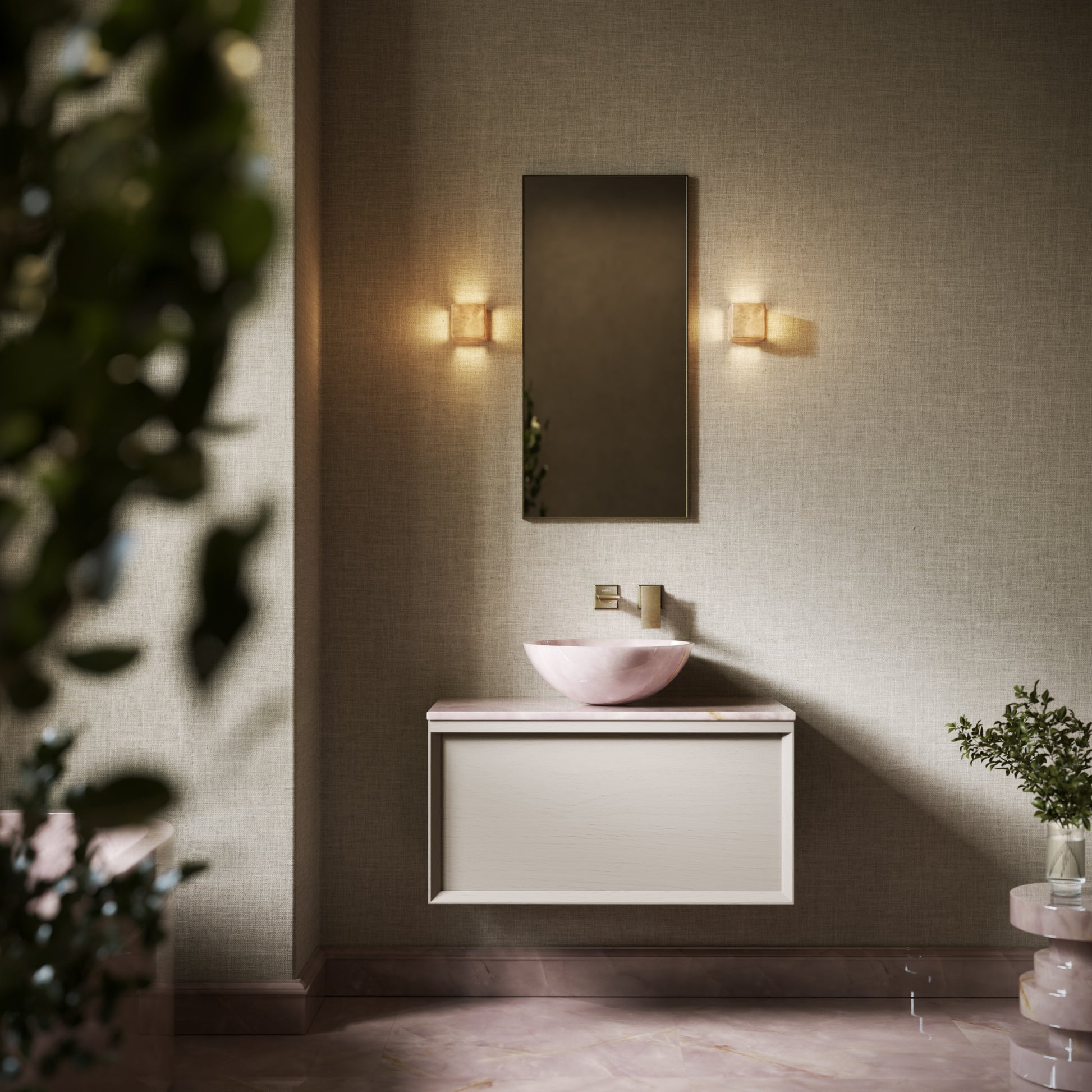 Annabel Pink Onyx Countertop Basin 400mm