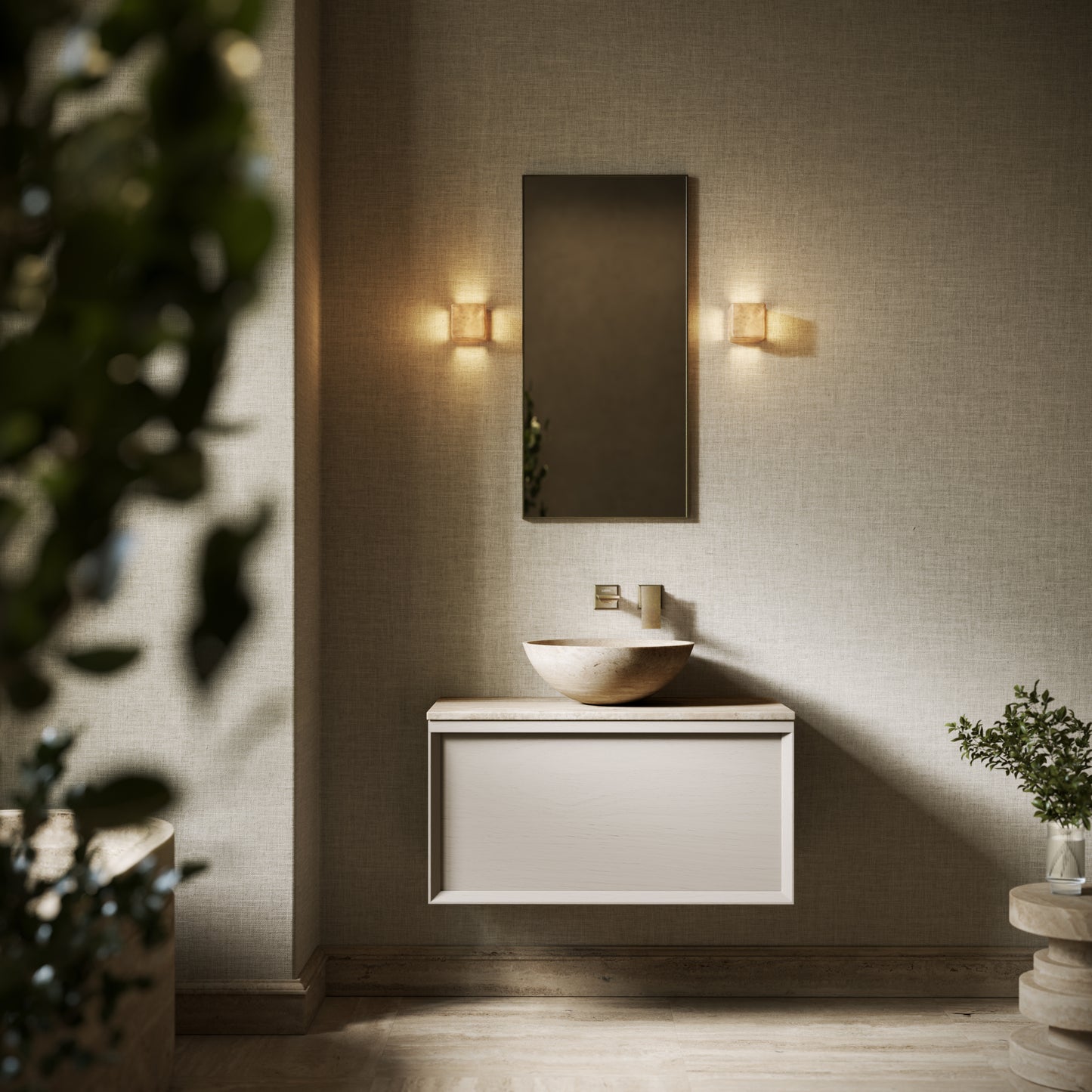 Italia Travertine Stone Countertop Basin 400mm