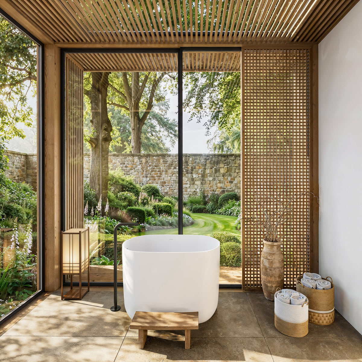 Lusso Light Kumo Freestanding Japanese Soaking Bath 1000mm