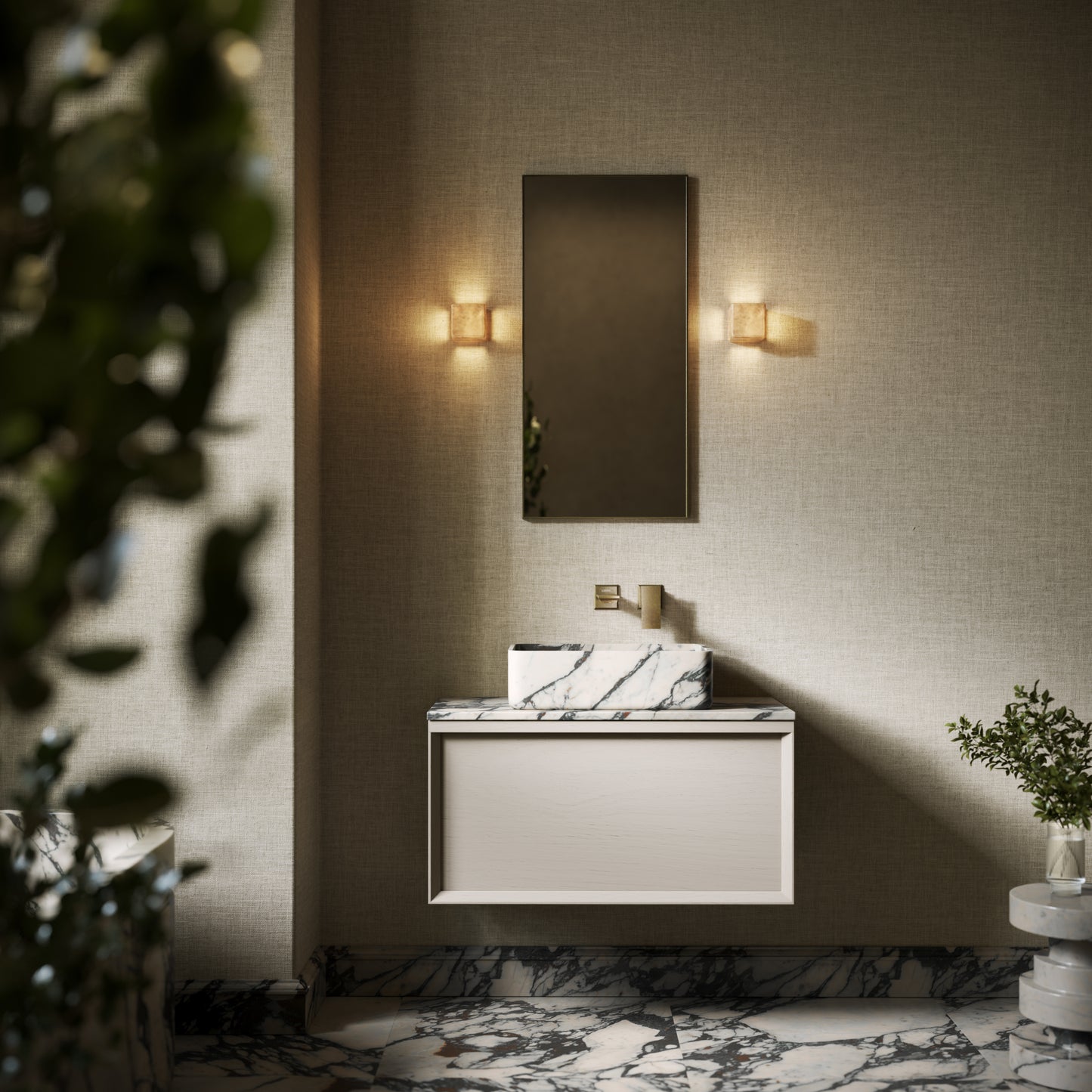 Kudos Calacatta Viola Marble Countertop Basin 455mm