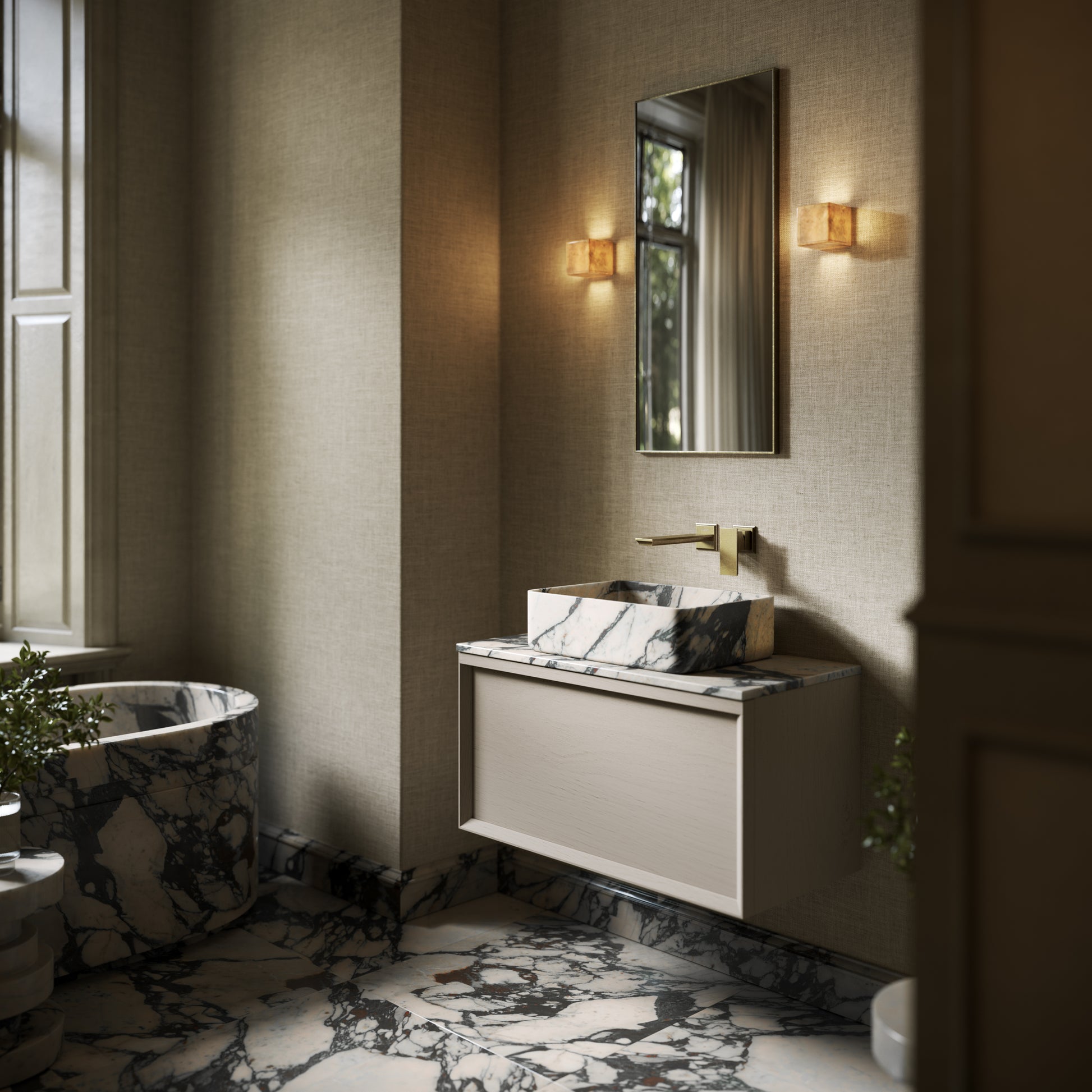 Kudos Calacatta Viola Marble Countertop Basin 455mm