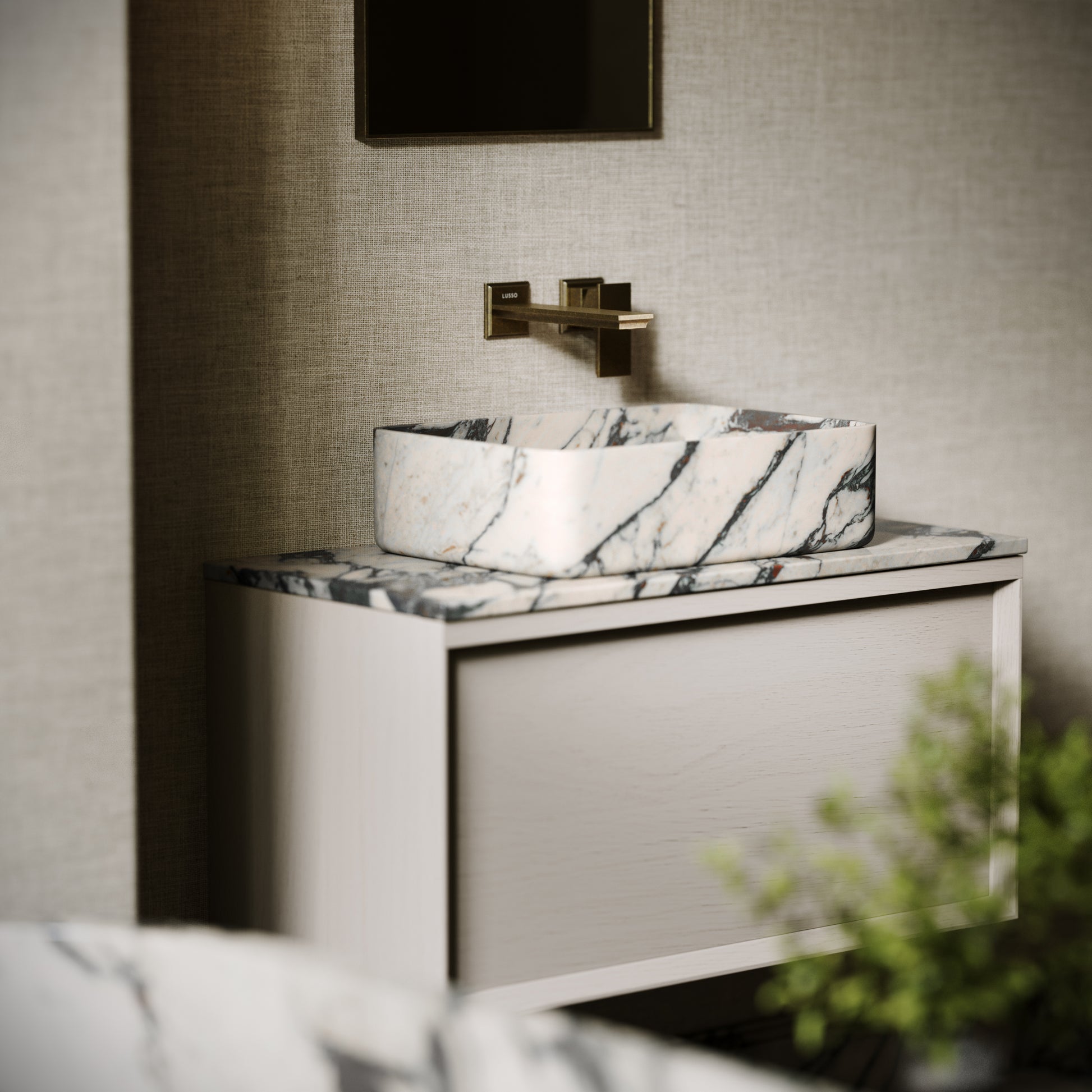 Kudos Calacatta Viola Marble Countertop Basin 455mm