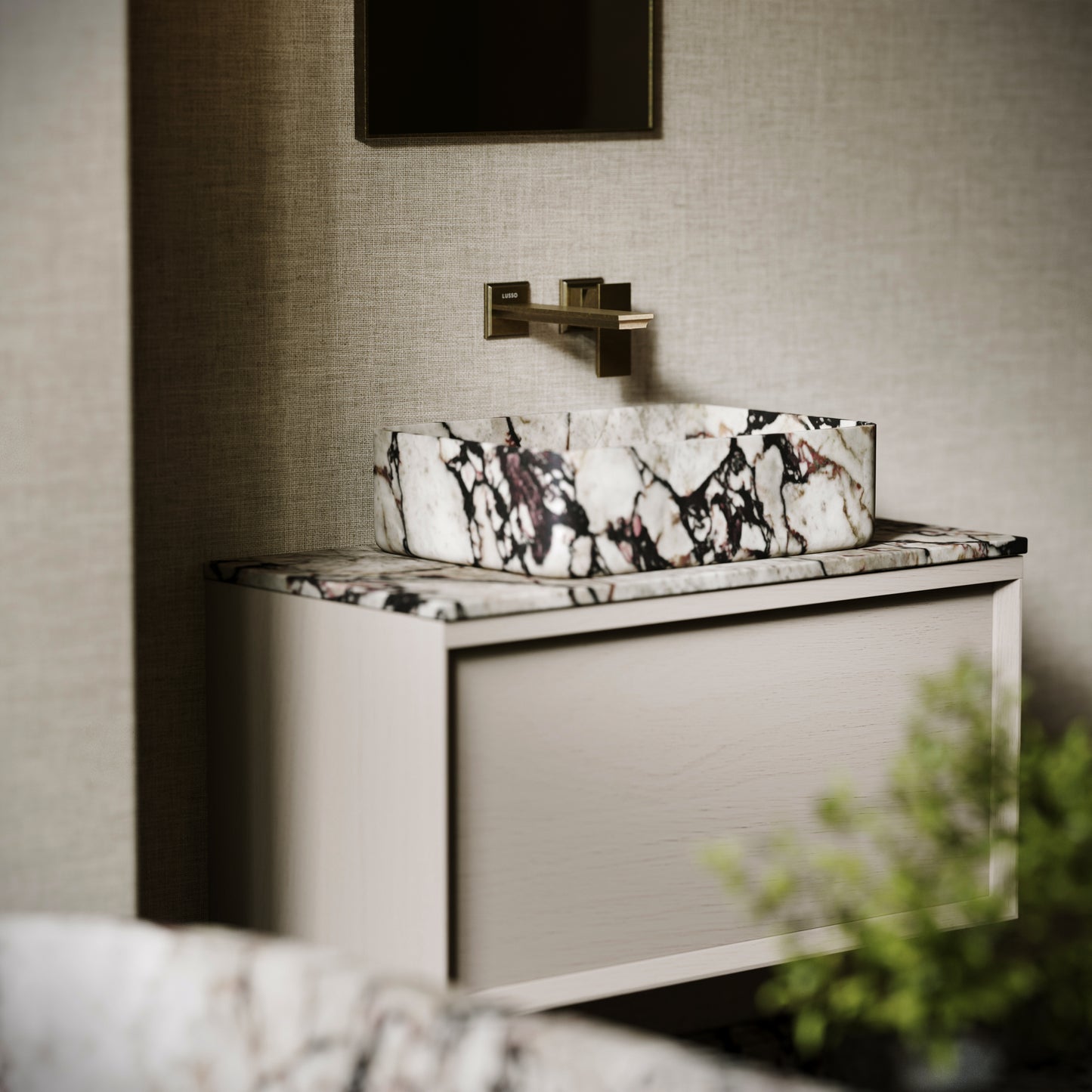 Kudos Calacatta Viola Marble Countertop Basin 455mm
