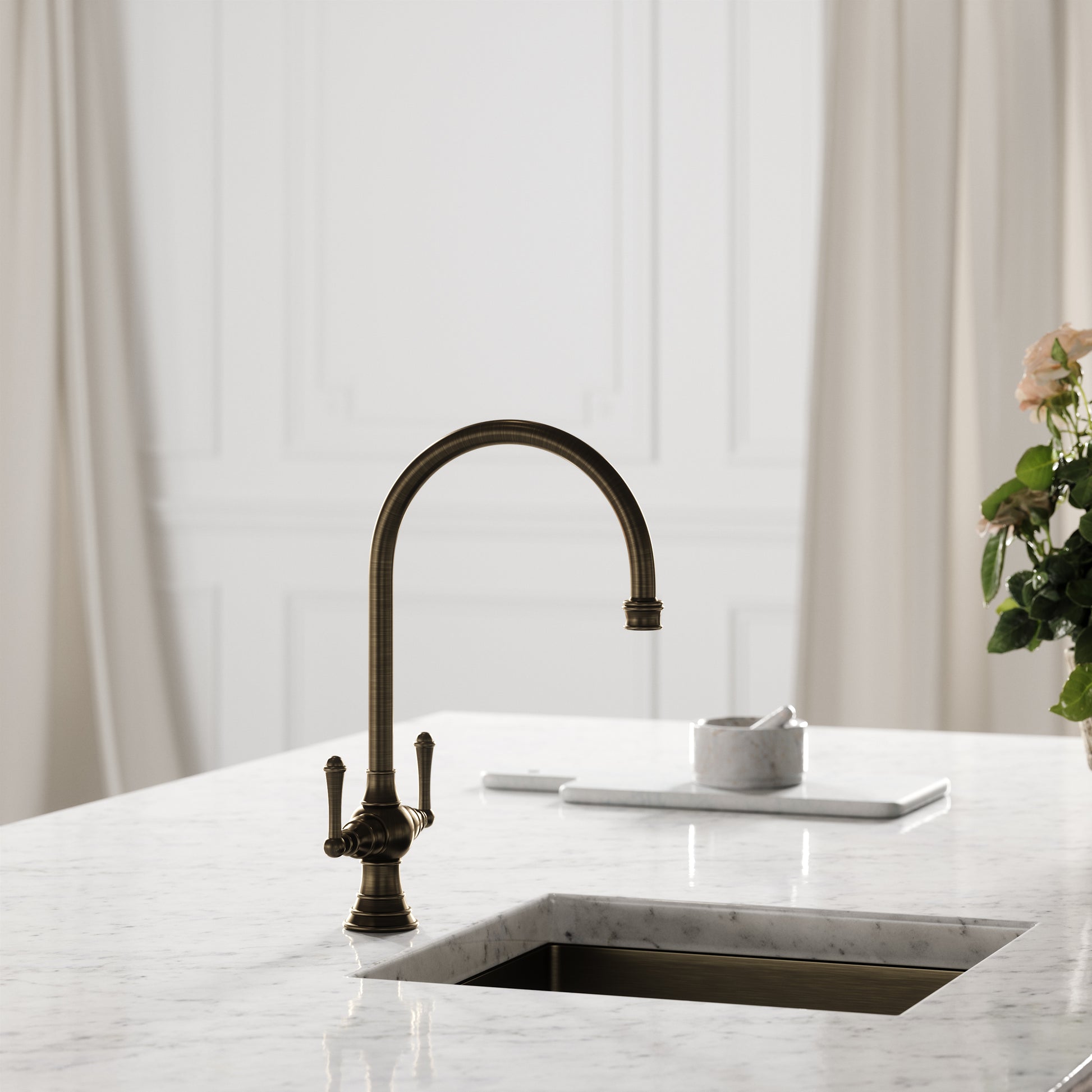 Lambeth Single Hole Traditional Kitchen Tap Brushed Bronze