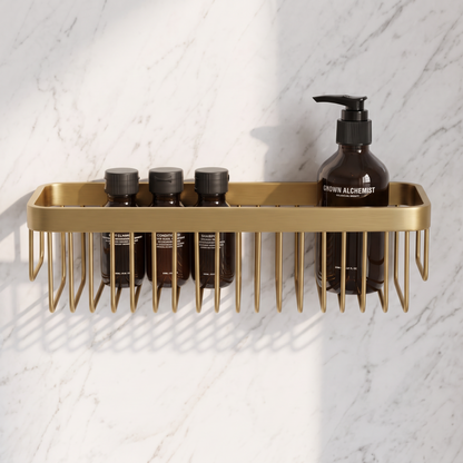 Luxe Brushed Gold Large Shower Storage Basket