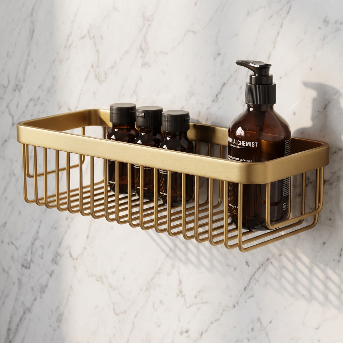 Luxe Brushed Gold Large Shower Storage Basket