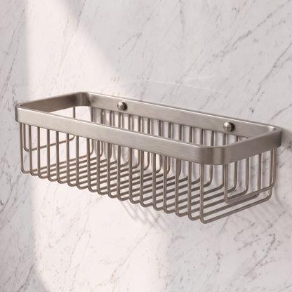 Luxe Brushed Stainless Large Shower Storage Basket
