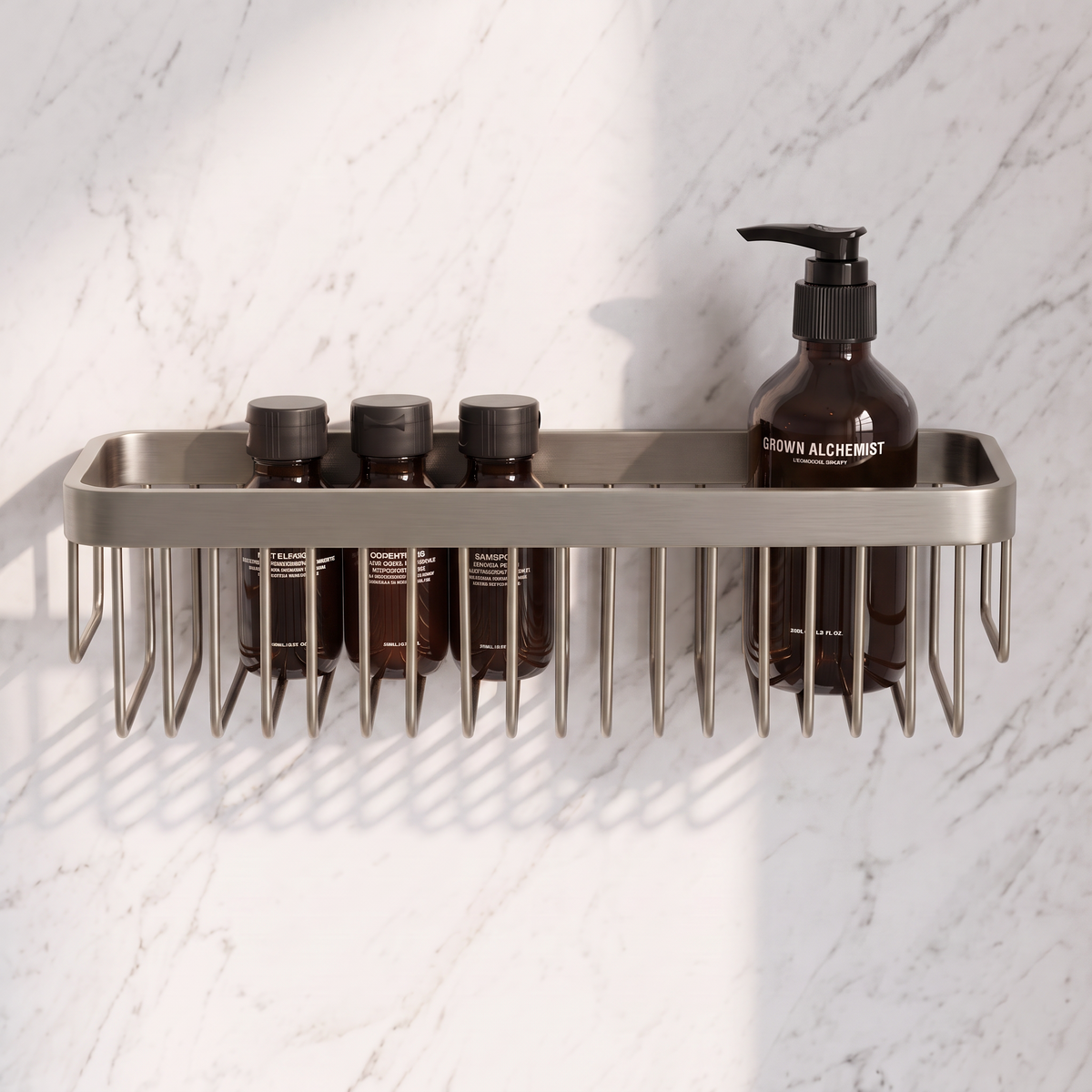 Luxe Brushed Stainless Large Shower Storage Basket