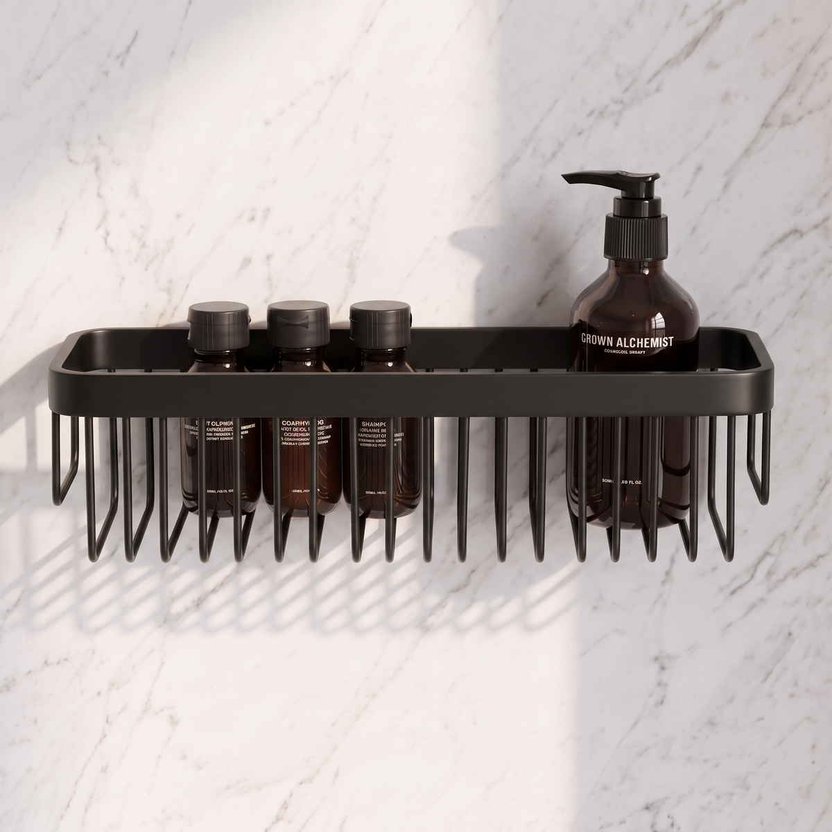 Luxe Matte Black Large Shower Storage Basket