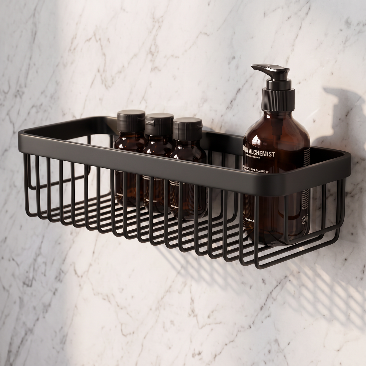 Luxe Matte Black Large Shower Storage Basket