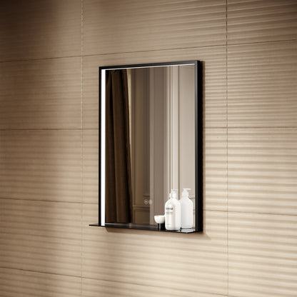Lumiere Matte Black Mirror With Natural White LED light and Demister 600mm