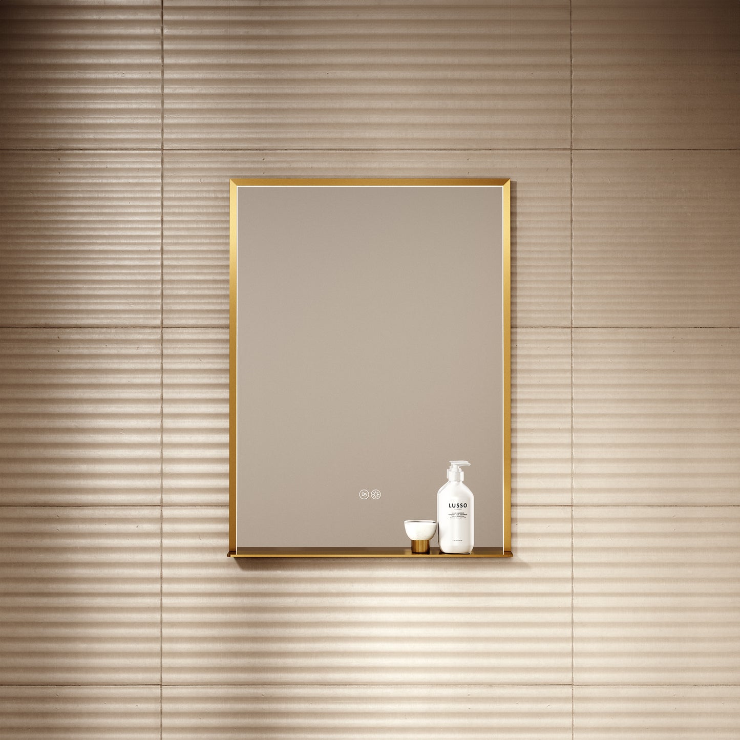 Lumiere Brushed Gold Mirror With Natural White LED light and Demister 600mm