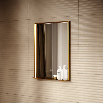Lumiere Brushed Gold Mirror With Natural White LED light and Demister 600mm