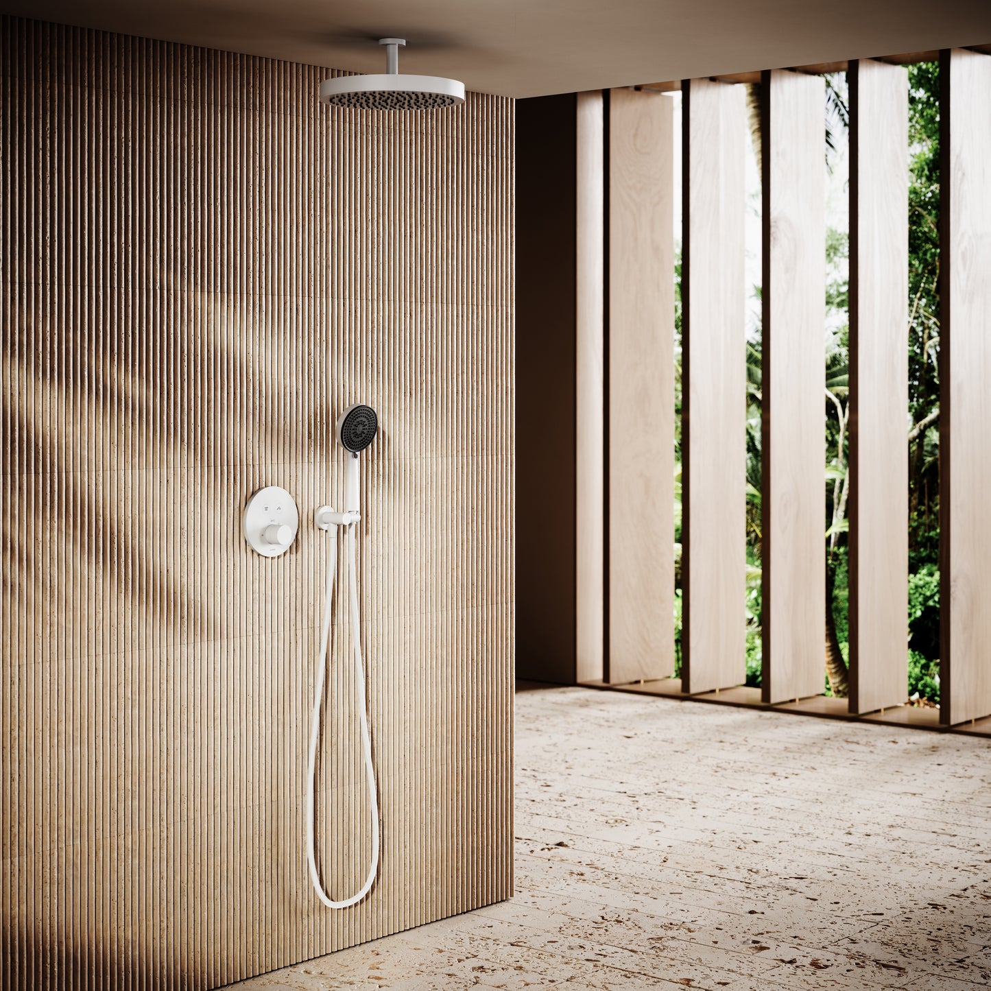 AcquaVita Matte White Ceiling Shower Arm 100mm