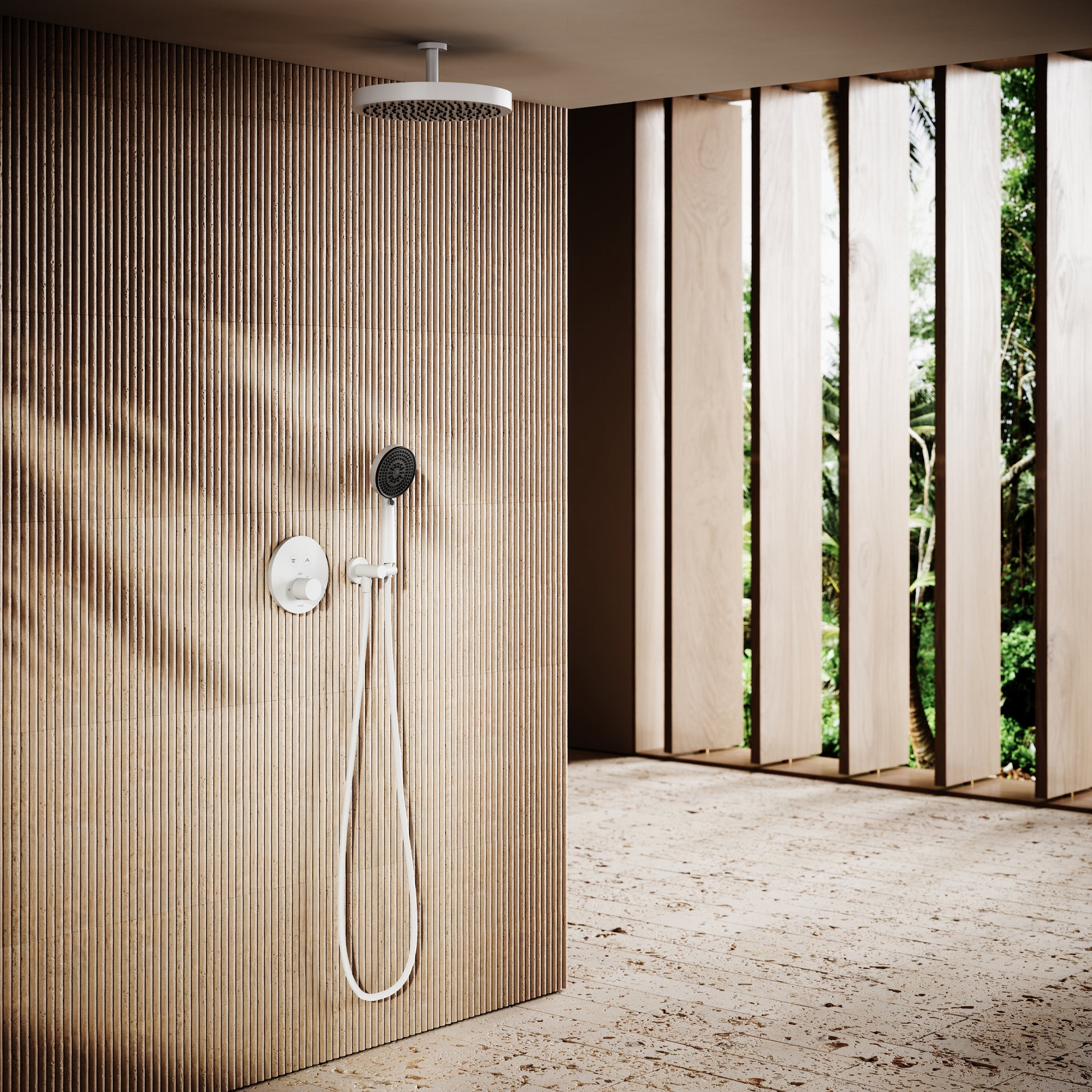 AcquaVita Matte White Ceiling Shower Arm 100mm