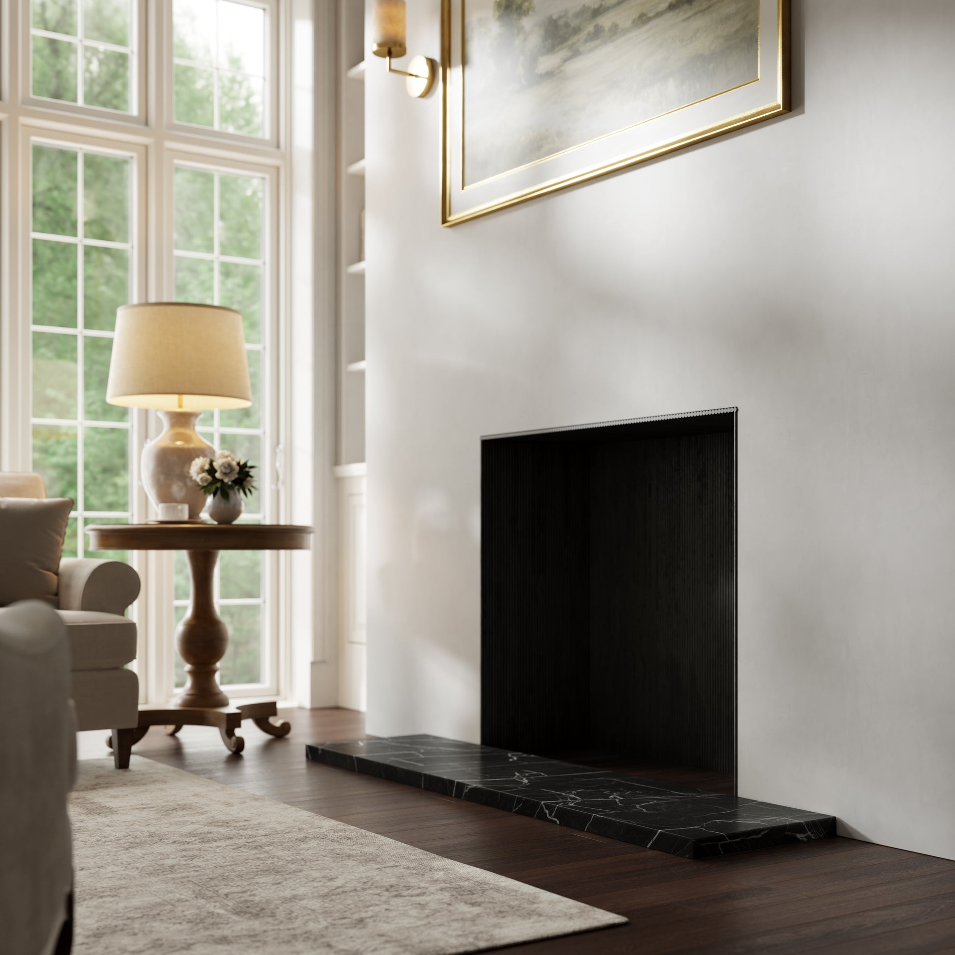 Marais Nero Marquina Honed Marble Outer Hearth - All Sizes