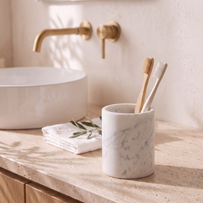 Consero Carrara Marble Bathroom Tumbler