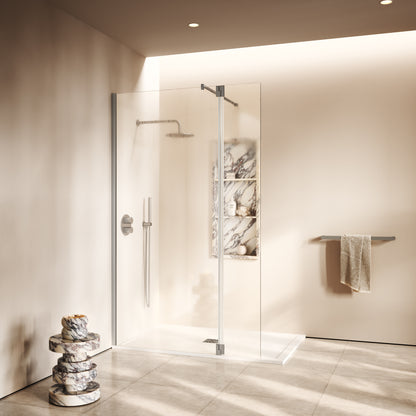 Modular Brushed Stainless Glass Deflector Panel 300mm
