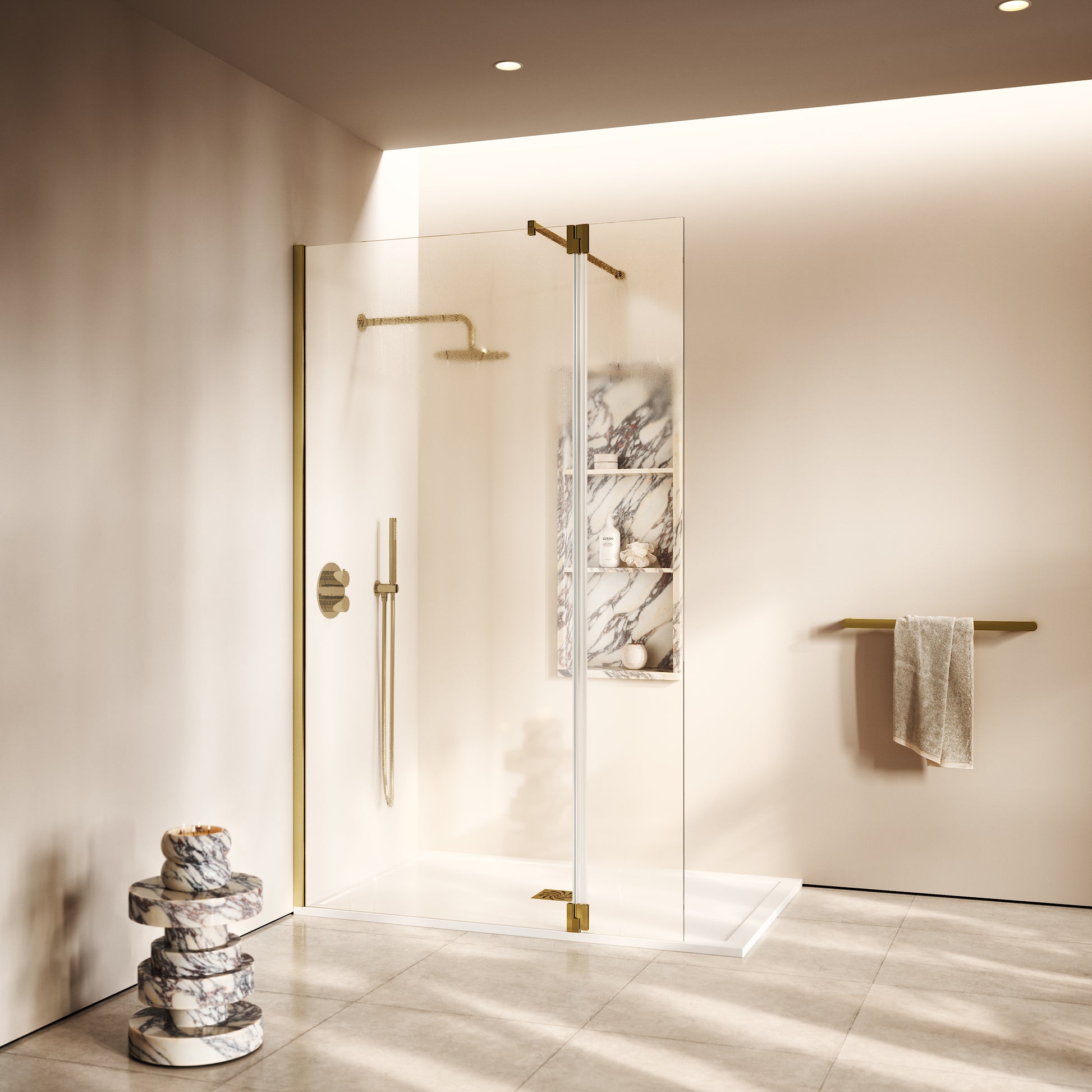 Modular Polished Brass Glass Deflector Panel 300mm
