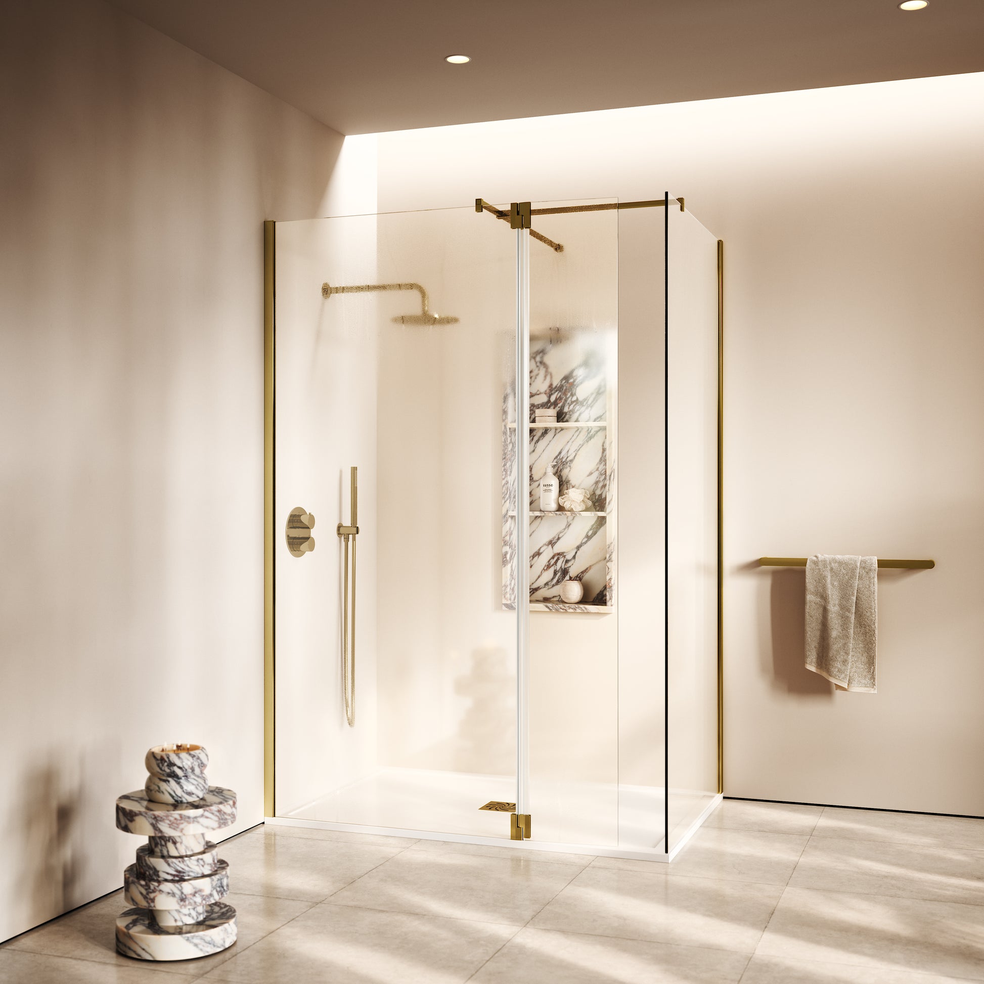 Modular Polished Brass Glass Deflector Panel 300mm